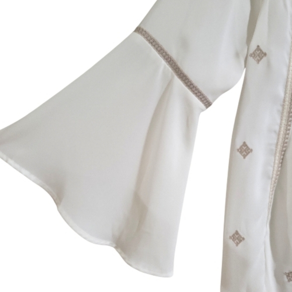 Vintage America Blues Embroidered Boho Peasant Top Bell Sleeves Size Sm Cream... - Picture 5 of 15